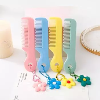Милая милая мини-гребень с челкой для женщин и детей, девочек, расческа для волос с рисунком животных и цветочным рисунком, детские корейские портативные инструменты для укладки для путешествий розовый