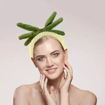 Милая милая желтая повязка на голову с ананасом, обруч для мытья лица, сухой обруч для волос, креативная повязка для макияжа, подарок жёлтый