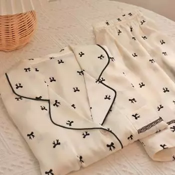 Милая милая женская пижама с цветочным принтом и бантом сбоку, короткая летняя классная женская домашняя одежда L