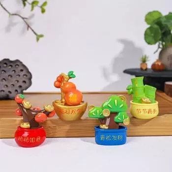 Милая мини-фигурка дерева удачи, поделки из смолы, китайский стиль, новогодняя статуэтка дерева удачи, благословение, маленькое украшение для дерева