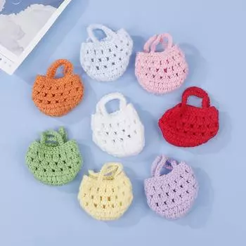 Милая мини-кукла с полой маленькой сумкой, аксессуары для вязания крючком из шерсти, кукла из хлопка, украшение BJD белый