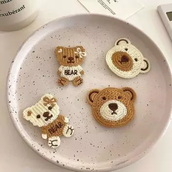 Милая мини-одежда, украшение, животное, мультяшный медведь, аппликация, вышитые наклейки, нашивка pink-Bear head