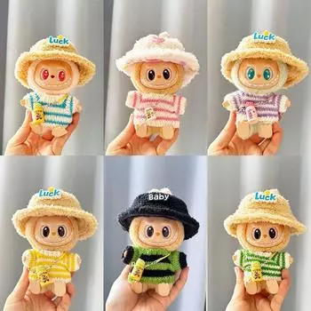 Милая мини плюшевая кукла свитер шапка чайник 17 см Labubu I II Idol куклы сидят одежда для вечеринок наряд аксессуары Корея Kpop Exo no doll