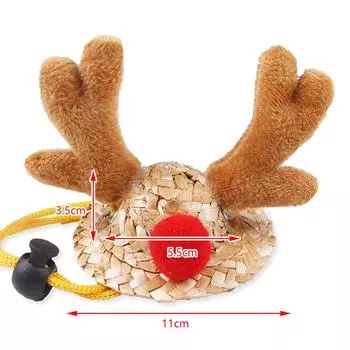 Милая мини-рождественская соломенная шляпа для маленьких животных, регулируемая одежда для косплея домашних животных, головной убор для хомяка, морской свинки, аксессуары для домашних животных