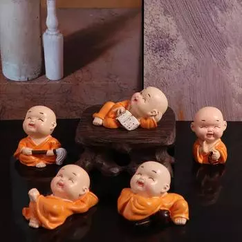 Милая мини-статуэтка Будды своими руками, маленькая скульптура монаха, украшения Будды, украшение для автомобиля Style 3