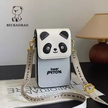 Милая мини-сумка для телефона с мультяшным принтом - модная и универсальная сумка для ключей через плечо чёрный