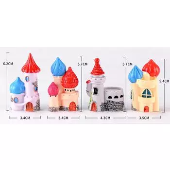 Милая миниатюрная мультяшная статуя сказочного замка, статуя животного из смолы, модель садового ремесла, украшение для дома