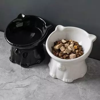 Милая миска для кошек, креативная миска для кормления собак, товары для животных, миска для животных с высокой ногой, защита шеи белый