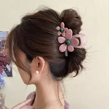 Милая мода милый цветок коготь для волос для женщин девочек изысканный продвинутый смысл акула клип винтажные простые аксессуары для волос подарки зелёный