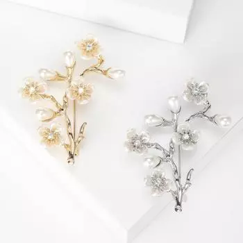 Милая модная брошь в виде цветка персика с жемчугом, элегантная и универсальная, аксессуары для одежды, булавка для воротника