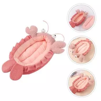 Милая моющаяся кровать для кошек, длинная плюшевая мягкая кровать для домашних животных, домик для кошек, питомник для собак, кошек, зимний теплый спальный мешок, подушка для щенков, товары для кошек M:60*40*17CM розовый