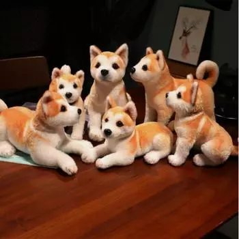 Милая мягкая игрушка Акита-ину Kawaii Shiba Inu, плюшевая игрушка-животное, имитация трубы, кукла для собак, детский комфортный сон, кукла, подарок на день рождения для девочки 25cm