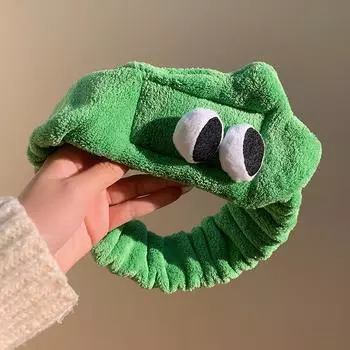 Милая Мягкая Эластичная Повязка на Голову с Большими Глазами, Завитая, Сладкая, для Умывания Лица, Повязка для Волос, Забавная, в Корейском Стиле, Мультяшный Обруч для Волос, Принадлежность для Макияжа