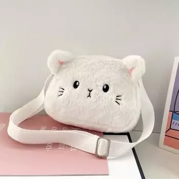 Милая мягкая плюшевая детская сумка через плечо с рисунком кота для маленьких девочек, маленькие сумки для детей, сумки-кошельки для монет для девочек