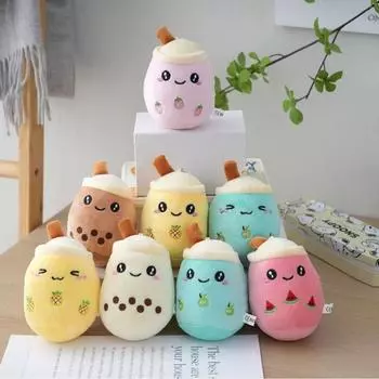 Милая мягкая плюшевая игрушка Bubble Tea Food Milk Cup Plushie Подушка Мини-симуляция Брелок Подвеска Мягкая плюшевая кукла Игрушки Подарки для детей