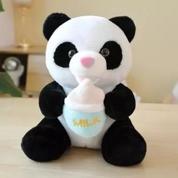 Милая мягкая плюшевая игрушка в виде панды с бутылочкой для кормления 20/25/30 см 20cm чёрный