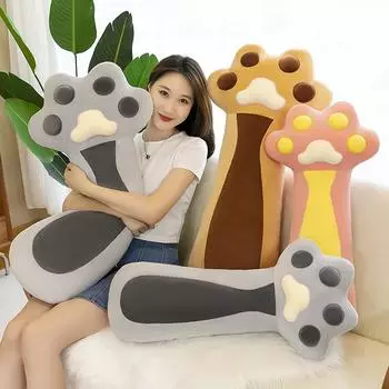 Милая мягкая подушка в виде кошачьей лапки, симпатичная красочная рогатая плюшевая игрушка на кровать большого размера для девочек, чтобы спать с ней 70m0.50kg