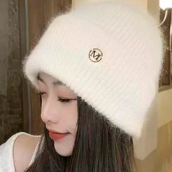 Милая мягкая теплая пушистая осенне-зимняя толстая шапка для женщин и девочек, однотонные шапочки, модная универсальная защитная шапка для ушей, подарки розовый