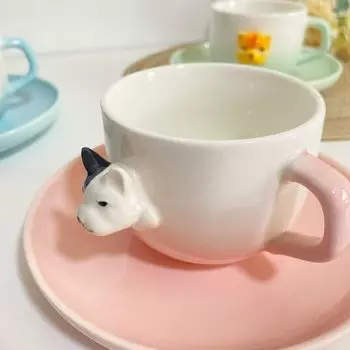 Милая мультяшная 3D кофейная чашка, керамика с изображением животных, домашний завтрак, молоко, креативный кофе, набор парных чашек, чашки и блюдца для напитков