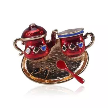 Милая мультяшная брошь в виде чайной чашки из сплава с каплями масла, простая и модная универсальная одежда с аксессуарами