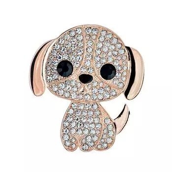 Милая мультяшная брошь в виде собаки, модная универсальная брошь в виде животного с бриллиантами, аксессуары