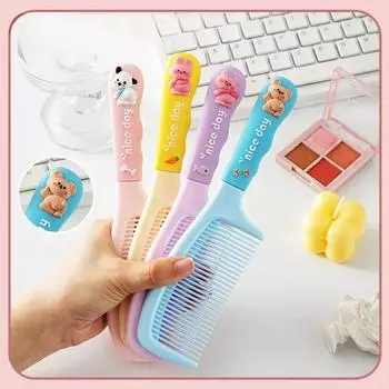 Милая мультяшная детская расческа для волос цвета молочного чая, расческа цвета кавайного медведя, кролика, мягкая ручка, расческа из смолы для маленьких девочек, аксессуары для волос