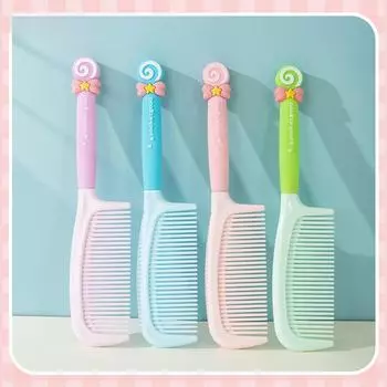 Милая мультяшная детская расческа для волос цвета молочного чая, расческа цвета кавайного медведя, кролика, мягкая ручка, расческа из смолы для маленьких девочек, аксессуары для волос зелёный