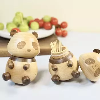 Милая мультяшная гигантская панда деревянная банка для зубочисток B&B деревянная банка для зубочисток коробка для хранения зубочисток украшения
