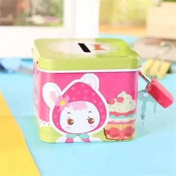 Милая мультяшная копилка, мультяшная металлическая шкатулка для украшений, случайный цвет, квадратная банка для детей Random