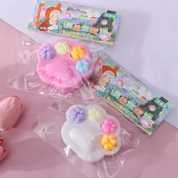 Милая мультяшная кошачья лапка, цветовая палитра, сжимаемые игрушки, мягкие игрушки для снятия стресса, мини-игрушки Kawaii с медленным отскоком, подарки на вечеринку A1 1pcs random