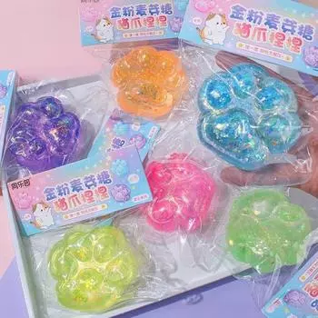 Милая мультяшная кошачья лапка мягкая игрушка моти сжимаемая игрушка медленно восстанавливающаяся игрушка для снятия стресса снятие стресса подарки для рук синий