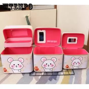 Милая мультяшная косметичка, вместительная многофункциональная портативная косметичка в форме сердца для девочек, коробка для хранения 21*15*16cm роза розовый