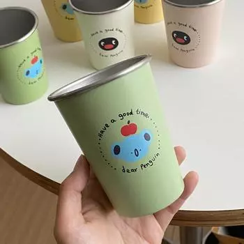 Милая мультяшная кружка для кемпинга с пингвином и коалой, милая дорожная кружка из нержавеющей стали, кружка для пикника, ручная кружка, стаканчик для зубной щетки Small 260ml