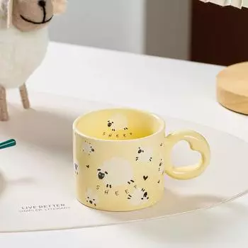 Милая мультяшная кружка, керамическая чашка, креативные кружки с овечками, оригинальные и забавные чашки для раздачи, наборы кофейных чашек, кружка для чая, подарочный бар для пары 320ML