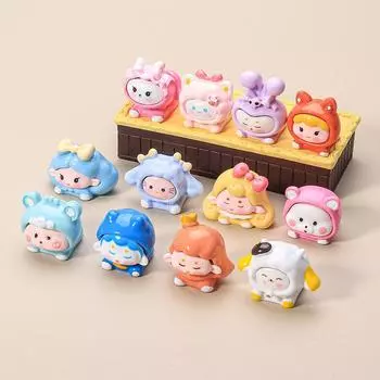 Милая мультяшная кукла, миниатюрная статуэтка из смолы, украшение, креативное украшение для дома своими руками, аксессуары для кавайного рабочего стола, подарки 1PCS