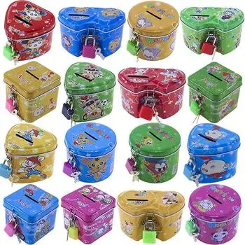 Милая мультяшная квадратная жестяная металлическая копилка для экономии денег, монет, копилка для детей, игрушка Heart