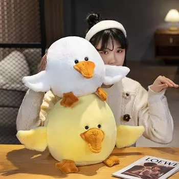 Милая мультяшная мягкая игрушка-утка, каваи, гусь, плюшевые игрушки для девочек, мягкая подушка для сна, детская комфортная кукла, подарок для мальчиков на день рождения, Рождественский подарок 28CM белый