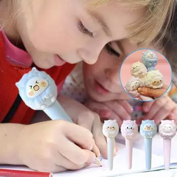 Милая мультяшная овечья мягкая декомпрессионная студенческая ручка для каллиграфии со сменным эластичным футляром для ручек One Size белый