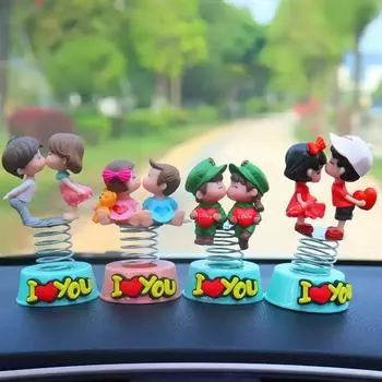 Милая мультяшная пара, весенняя качающаяся голова, кукла для приборной панели автомобиля, украшение, украшение для салона автомобиля, аксессуары для подарка