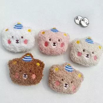 Милая мультяшная плюшевая брошь в виде медведя для девочек, одежда, бейджи, рюкзаки бежевый