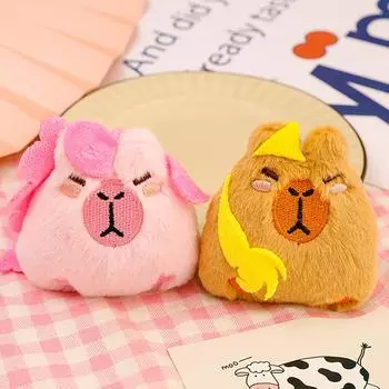 Милая мультяшная плюшевая игрушка-кукла Капибара, рюкзак, подвесные украшения, милая морская свинка, брелок, сумка, подвеска, настольная кукла, подарки на день рождения розовый