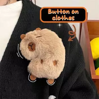 Милая мультяшная плюшевая кукла-капибара, брошь, украшение на сумку, креативные пушистые животные, плюшевая булавка для значка для женщин, подарок на день рождения