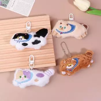 Милая мультяшная плюшевая кукла-кошка с изображением сиамского кота, игрушка-пищалка, брелок для ключей, кулон на сумку, плюшевые кулоны для кошек, подарок для пары