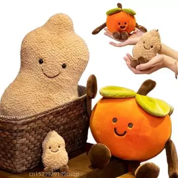 Милая мультяшная плюшевая кукла с овощами, арахисом и хурмой, с ножками, плюшевая игрушка для украшения дома, подарок для мальчиков и девочек about 15cm
