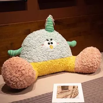 Милая мультяшная подушка для поясничной поддержки «Бигфут» для дивана, кресла, офиса, общежития Small: 65*30cm, 0.85kg зелёный