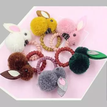 Милая мультяшная повязка на голову с изображением животных, резиновая шпилька двойного назначения, детская веревка для волос, аксессуары для волос 5.5*6.5cm