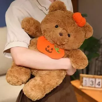 Милая мультяшная праздничная плюшевая игрушка тыква медведь кролик свинья цыпленок кукла подушка сопровождает декомпрессионную игрушку подарок на день рождения Хэллоуин 25cm коричневый