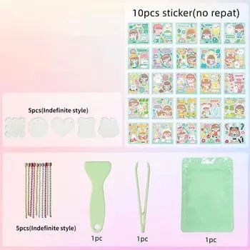 Милая мультяшная прозрачная карта, материал «сделай сам», набор инструментов, каваи, мини-пинцеты, лопата, наклейка, сумка для хранения, подарок ручной работы для девочек розовый