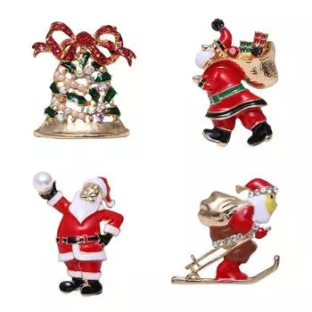 Милая мультяшная рождественская елка Санта-Клаус Снеговик Броши для женщин и мужчин Универсальный блестящий корсаж Одежда Аксессуары Подарки