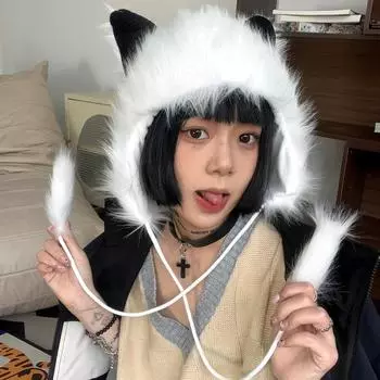 Милая мультяшная шапка с лисой Лолита Мо JK сладкие ушки киски головной убор роскошные шляпы для женщин 55-60cm чёрный